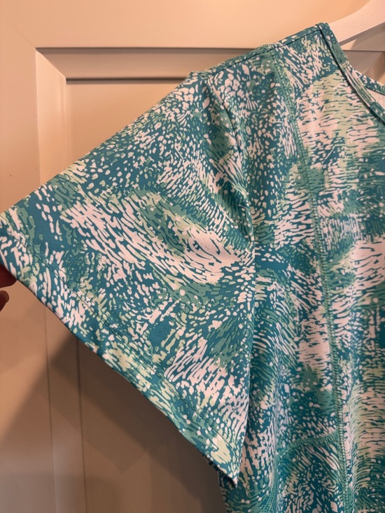 Columbia Teal Printed Midi Dress Short Sleeve Casual Dress - Picture 3 of 6